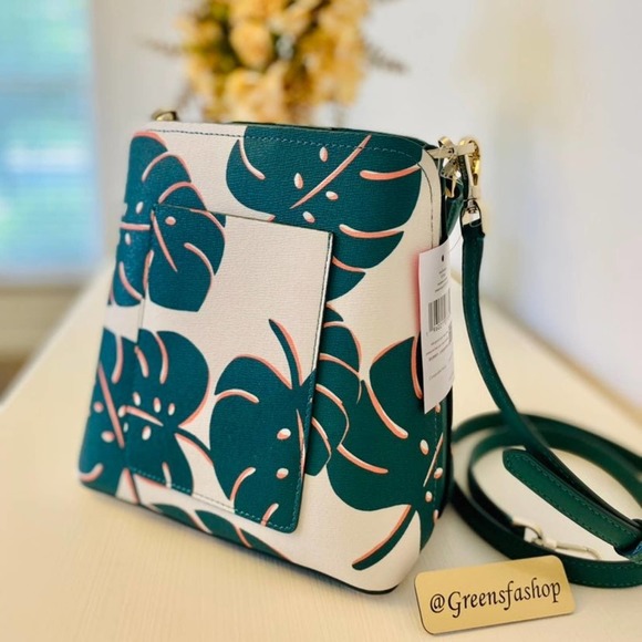 Kate Spade Purse Monstera Leaves Small Bucket Bag - Picture 5 of 10